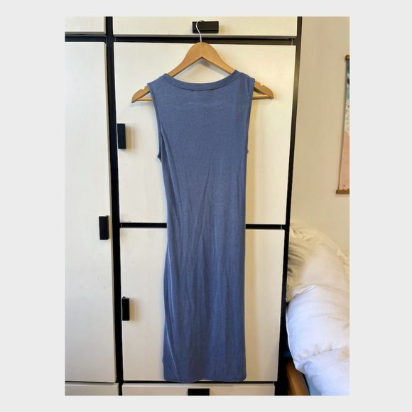 Knotty But Nice Blue Ribbed Twist-Front Dress - Picture 6 of 7